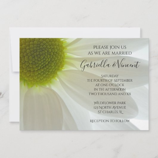 White Daisy Flower Petals Wedding Kaart (Voorkant)