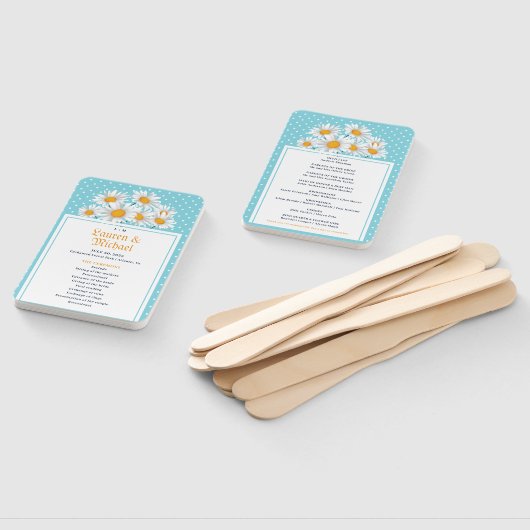 White Daisy Flower Polkadot Pattern Wedal Wedding Handwaaier (Niet-gemonteerd)