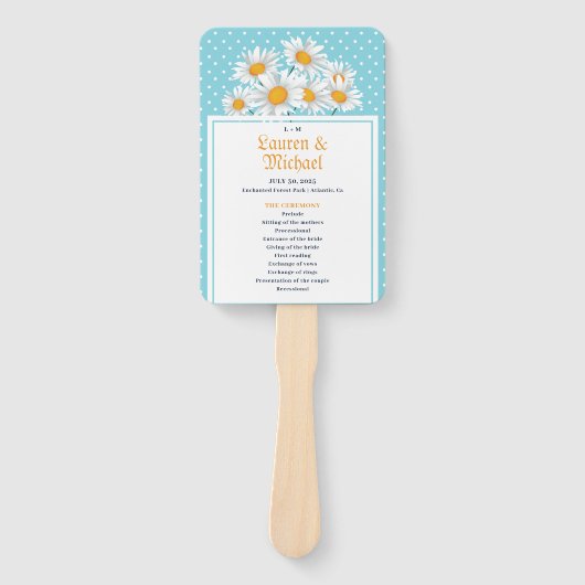 White Daisy Flower Polkadot Pattern Wedal Wedding Handwaaier (Voorkant)