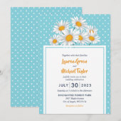White Daisy Flower Polkadot Pattern Wedal Wedding Kaart (Voorkant / Achterkant)