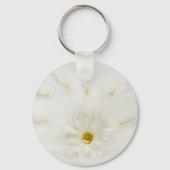 White Daisy Flower Round Sleutelhanger (Voorkant)