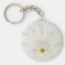 White Daisy Flower Round Sleutelhanger