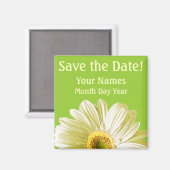 White Daisy Flower Save the Date Custom Magneet (Voorkant / Achterkant)