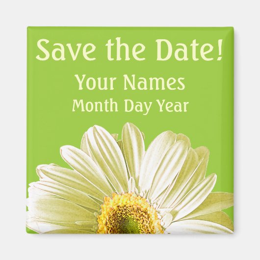 White Daisy Flower Save the Date Custom Magneet (Voorkant)
