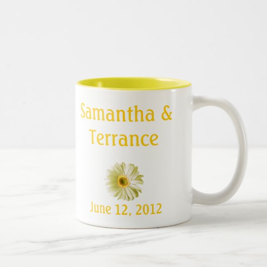 White Daisy Flower  Tweekleurige Koffiemok (Rechts)