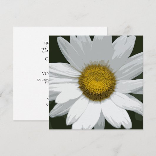 White Daisy Flower Wedding Kaart (Voorkant / Achterkant)