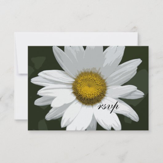 White Daisy Flower Wedding RSVP Response Kaart (Voorkant)
