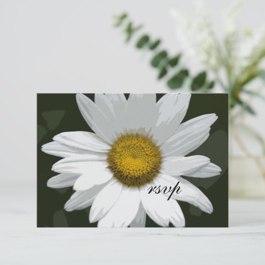 White Daisy Flower Wedding RSVP Response Kaart (Staand voorkant)