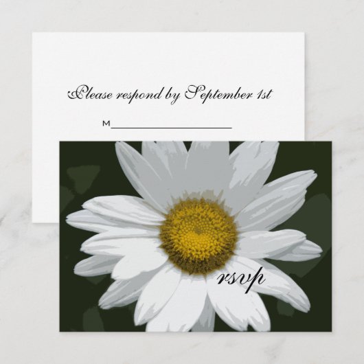 White Daisy Flower Wedding RSVP Response Kaart (Voorkant / Achterkant)