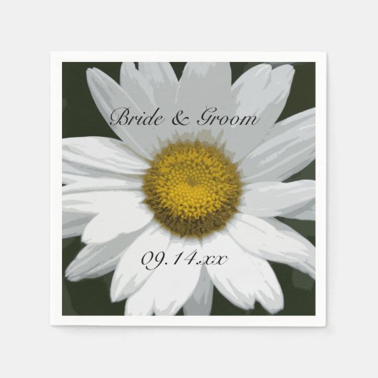 White Daisy Flower Wedding Servetten (Voorkant)