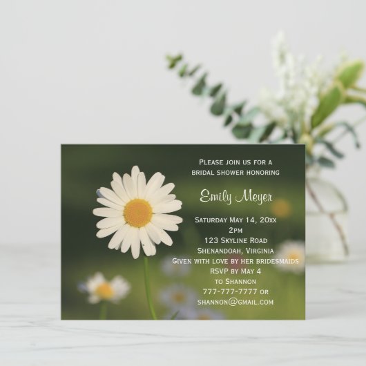 White Daisy Flower Wedding Vrijgezellenfeest Kaart (Staand voorkant)