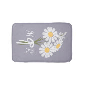 White Daisy Flowers Bouquet Monogram op Lavender Badmat (Voorkant)