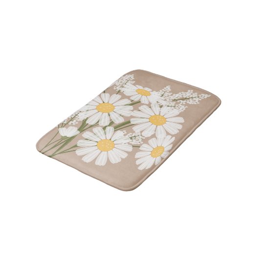 White Daisy Flowers Bouquet op Beige Badmat (Gekanteld)