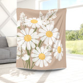 White Daisy Flowers Bouquet op Beige Fleece Deken
