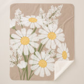 White Daisy Flowers Bouquet op Beige Sherpa Deken (Voorkant)