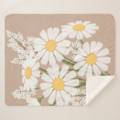 White Daisy Flowers Bouquet op Beige Sherpa Deken (Voorkant (horizontaal))