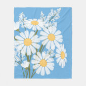 White Daisy Flowers Bouquet op Blue Fleece Deken (Voorkant)