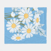White Daisy Flowers Bouquet op Blue Fleece Deken (Voorkant (Horizontaal))