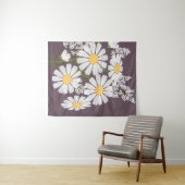 White Daisy Flowers Bouquet op Donker Paars Wandkleed (In Situ (horizontaal))