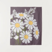 White Daisy Flowers Bouquet op Donker Paars Wandkleed (Voorkant)