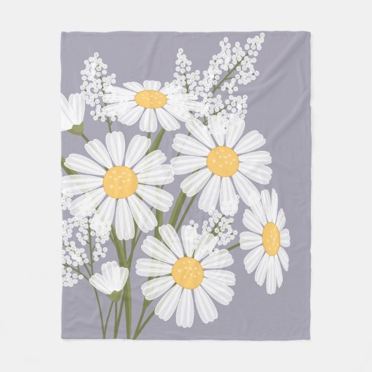 White Daisy Flowers Bouquet op Lavender Fleece Deken (Voorkant)