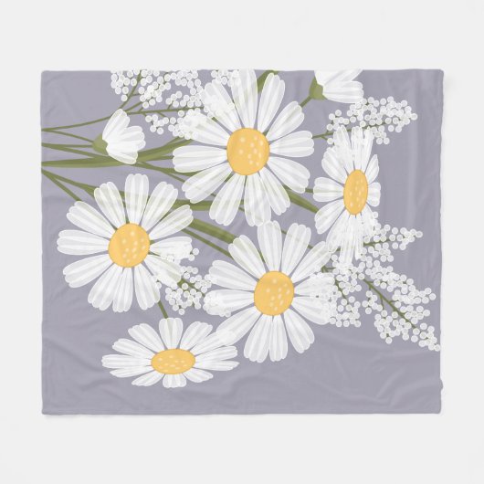 White Daisy Flowers Bouquet op Lavender Fleece Deken (Voorkant (Horizontaal))