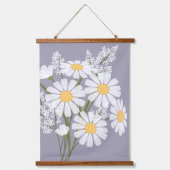 White Daisy Flowers Bouquet op Lavender Hangend Wandkleed (Voorkant)