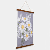 White Daisy Flowers Bouquet op Lavender Hangend Wandkleed (Gebogen)