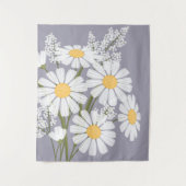 White Daisy Flowers Bouquet op Lavender Wandkleed (Voorkant)
