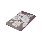 White Daisy Flowers Bouquet op Plum Paars Badmat (Gekanteld)