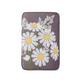 White Daisy Flowers Bouquet op Plum Paars Badmat (Voorkant Verticaal)