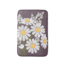 White Daisy Flowers Bouquet op Plum Paars Badmat