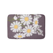 White Daisy Flowers Bouquet op Plum Paars Badmat (Voorkant)
