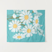 White Daisy Flowers Bouquet over Blauwgroen Wandkleed (Voorkant (horizontaal))