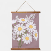 White Daisy Flowers Bouquet over Rosy Brown Hangend Wandkleed (Voorkant)