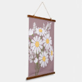 White Daisy Flowers Bouquet over Rosy Brown Hangend Wandkleed (Gebogen)