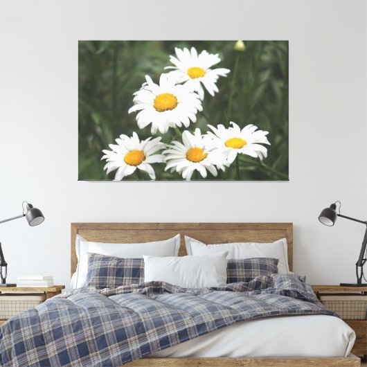 White Daisy Flowers Canvas Afdruk (Insitu (Slaapkamer))