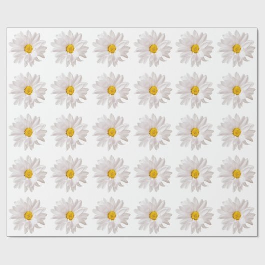 White Daisy Flowers Daisies Flower Floral Sjabloon Cadeaupapier (Vlak)