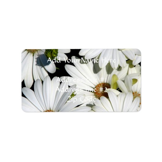 White Daisy Flowers Etiket (Voorkant)
