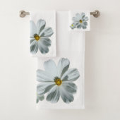 White Daisy Flowers Floral Bath Towel Set Bad Handdoek (Insitu)