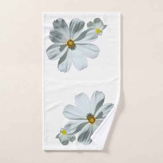 White Daisy Flowers Floral Bath Towel Set Bad Handdoek (Handdoek)