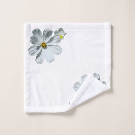 White Daisy Flowers Floral Bath Towel Set Bad Handdoek (Wasdoekje)
