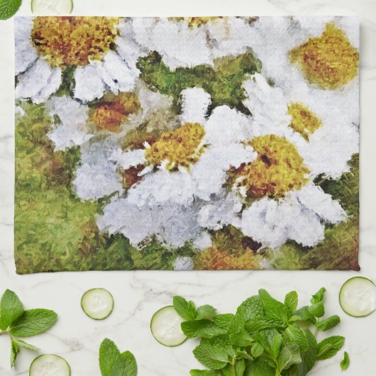 White Daisy Flowers - Kunst keukenhanddoek schilde (Gevouwen)