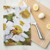 White Daisy Flowers - Kunst keukenhanddoek schilde (Quarter Fold)