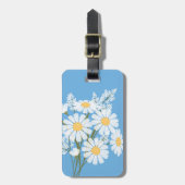 White Daisy Flowers op Blue Bagagelabel (Voorkant verticaal)