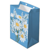 White Daisy Flowers op Blue Medium Cadeauzakje (Voorkant Gekanteld)
