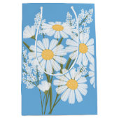 White Daisy Flowers op Blue Medium Cadeauzakje (Voorkant)