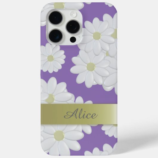 White Daisy Flowers Paars Floral Case-Mate iPhone Case (Achterkant)