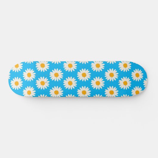 White Daisy Flowers Pattern Skateboard (Horizontaal)