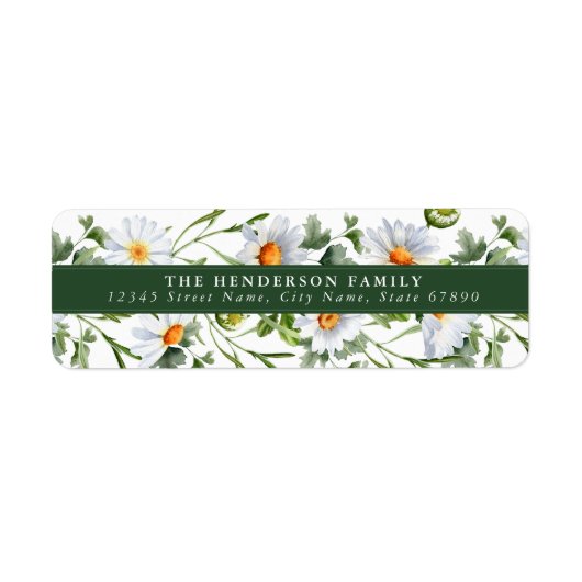 White Daisy Flowers Return Address Labels (Voorkant)